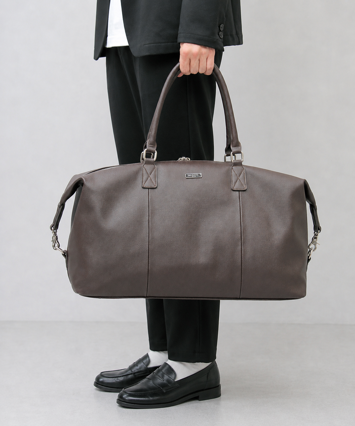 Saffiano Fake Leather Boston Bag