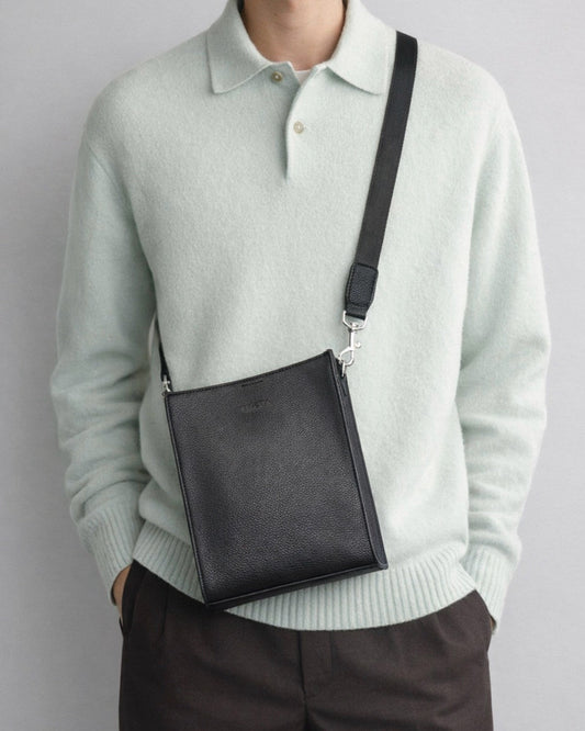 Split Leather Compact Square Shoulder Bag