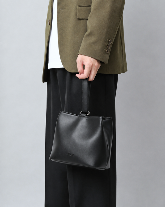 Split Leather One Handle Drawstring Bag