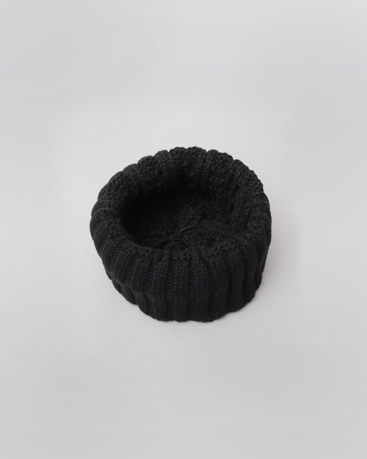 Wool Blend Wide Roll Cable Knit Cap