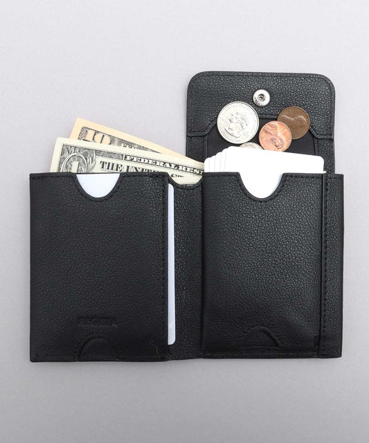 Genuine Leather Compact Snap Wallet