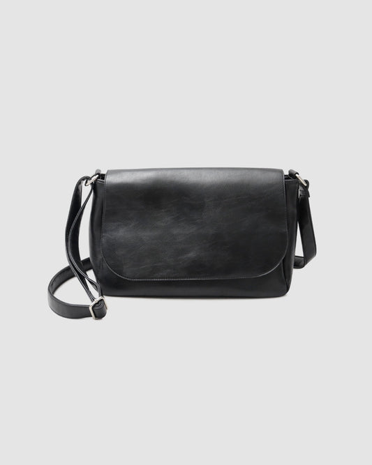 Split Leather Flap Shoulder Bag