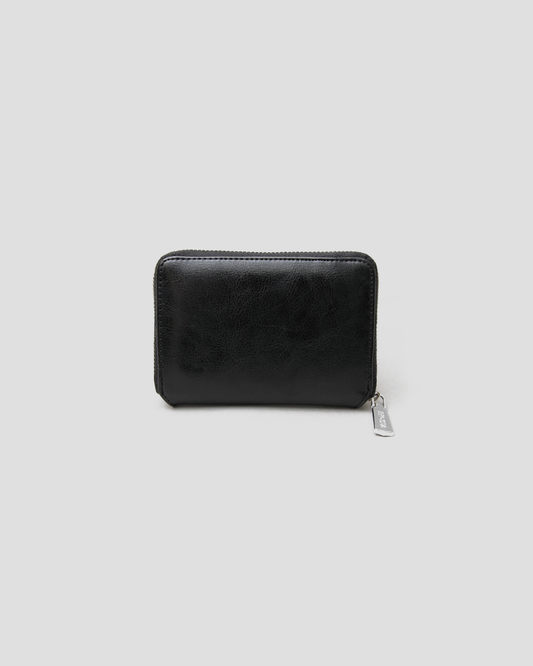 Split Leather Round Zip Billfold Wallet