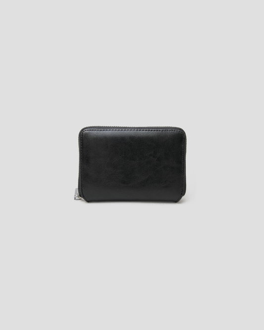 Split Leather Round Zip Billfold Wallet