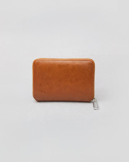 Split Leather Round Zip Billfold Wallet
