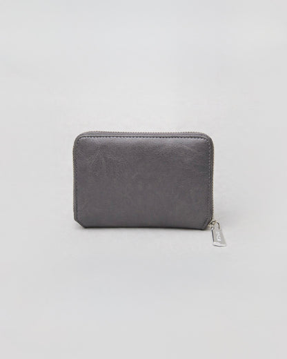 Split Leather Round Zip Billfold Wallet