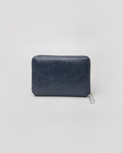 Split Leather Round Zip Billfold Wallet