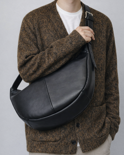 Split Leather Banana Shoulder Bag