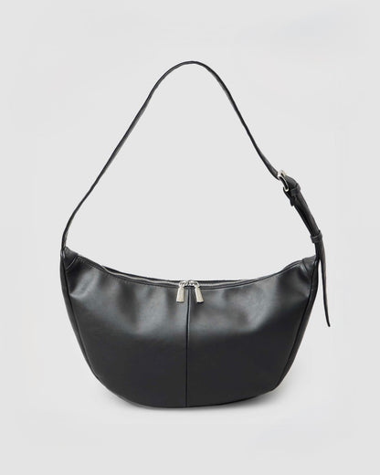 Split Leather Banana Shoulder Bag