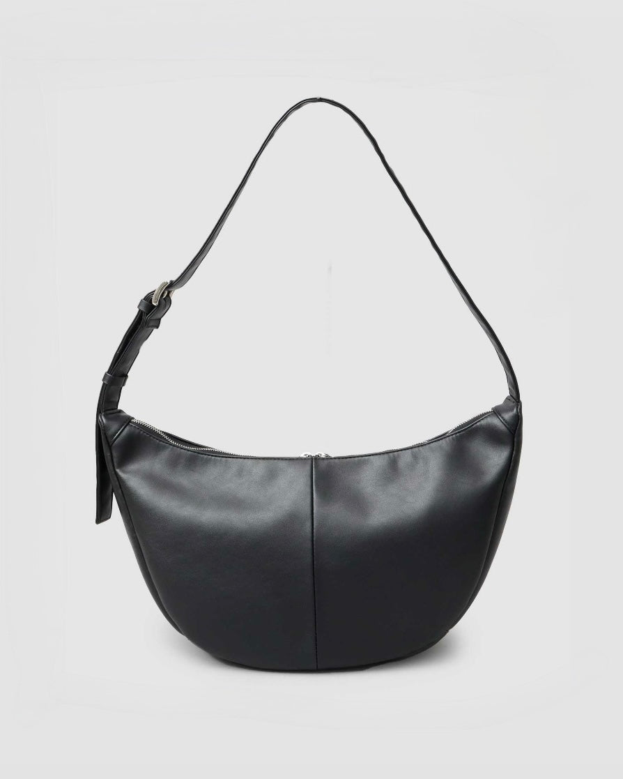 Split Leather Banana Shoulder Bag