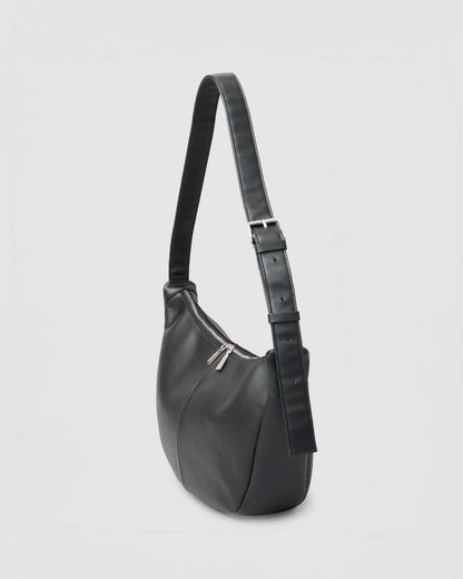 Split Leather Banana Shoulder Bag