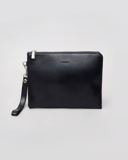 Split Leather L-Zip Clutch Bag
