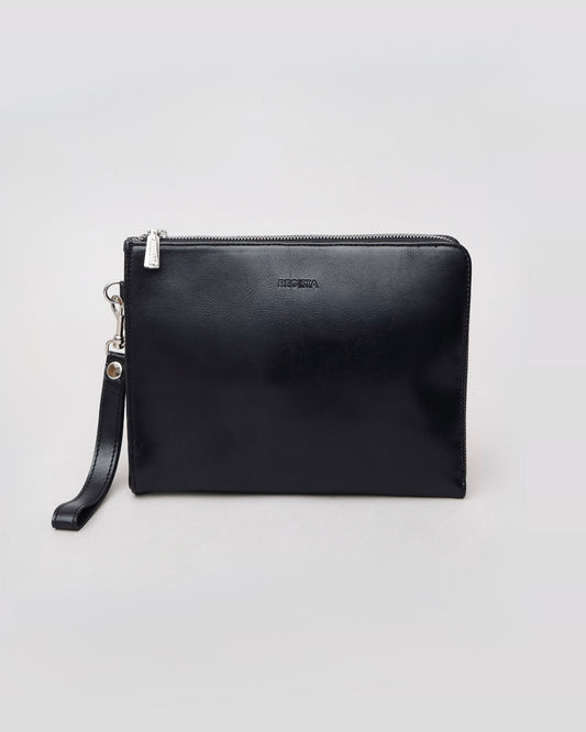 Split Leather L-Zip Clutch Bag