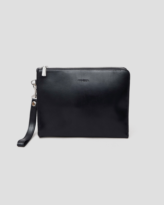 Split Leather L-Zip Clutch Bag