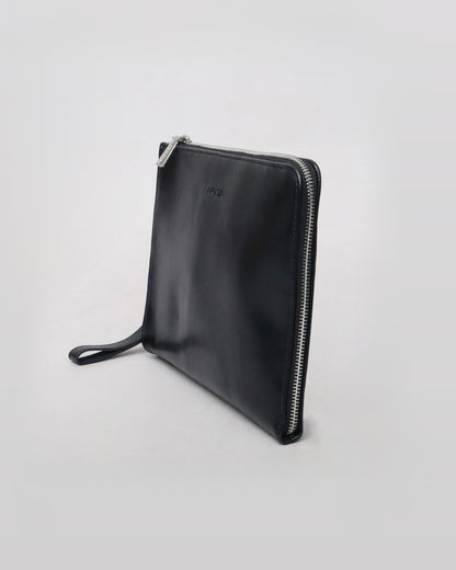 Split Leather L-Zip Clutch Bag