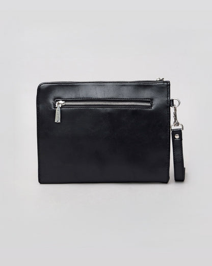 Split Leather L-Zip Clutch Bag