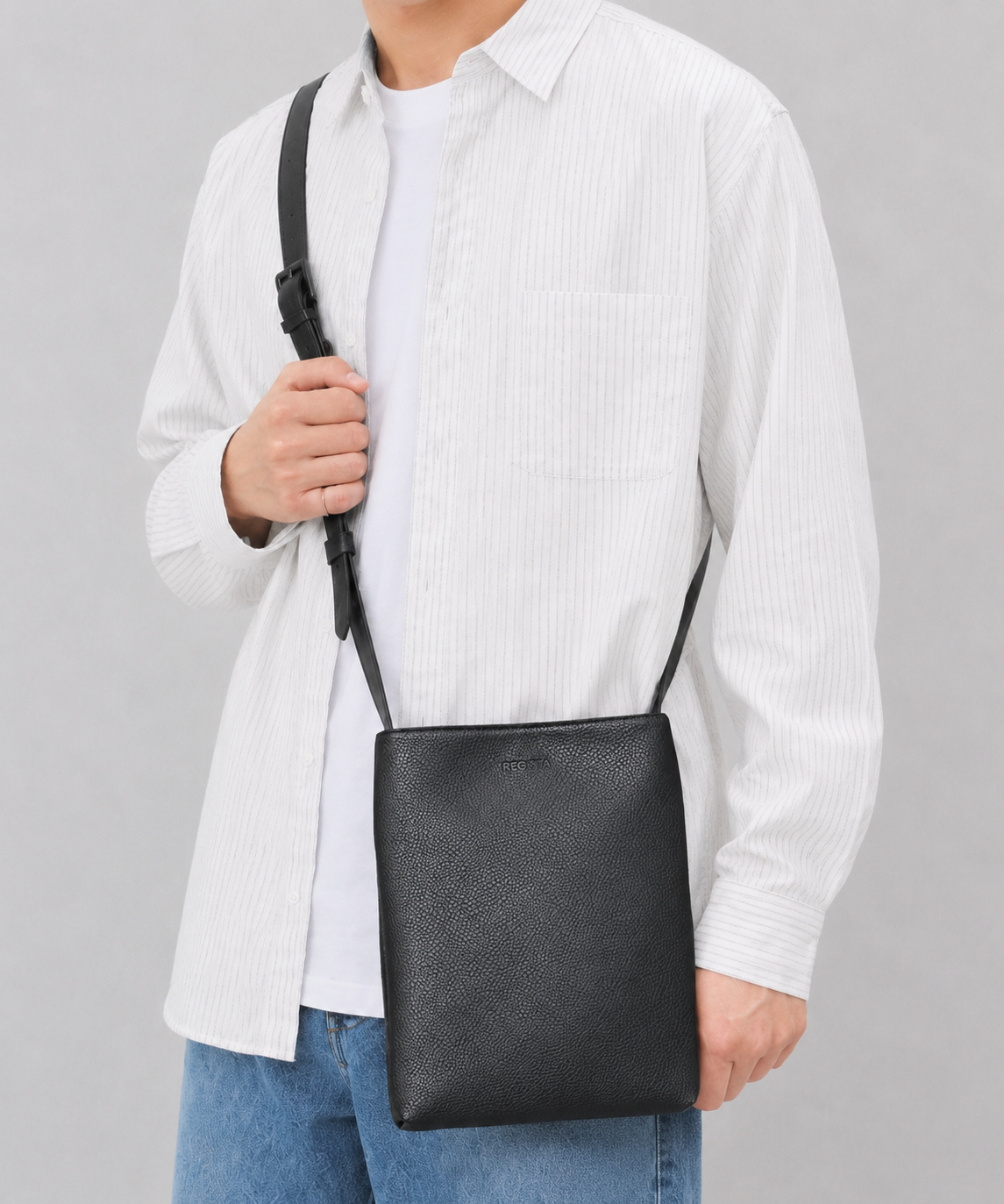 Split Leather Minimal Sacoche Bag