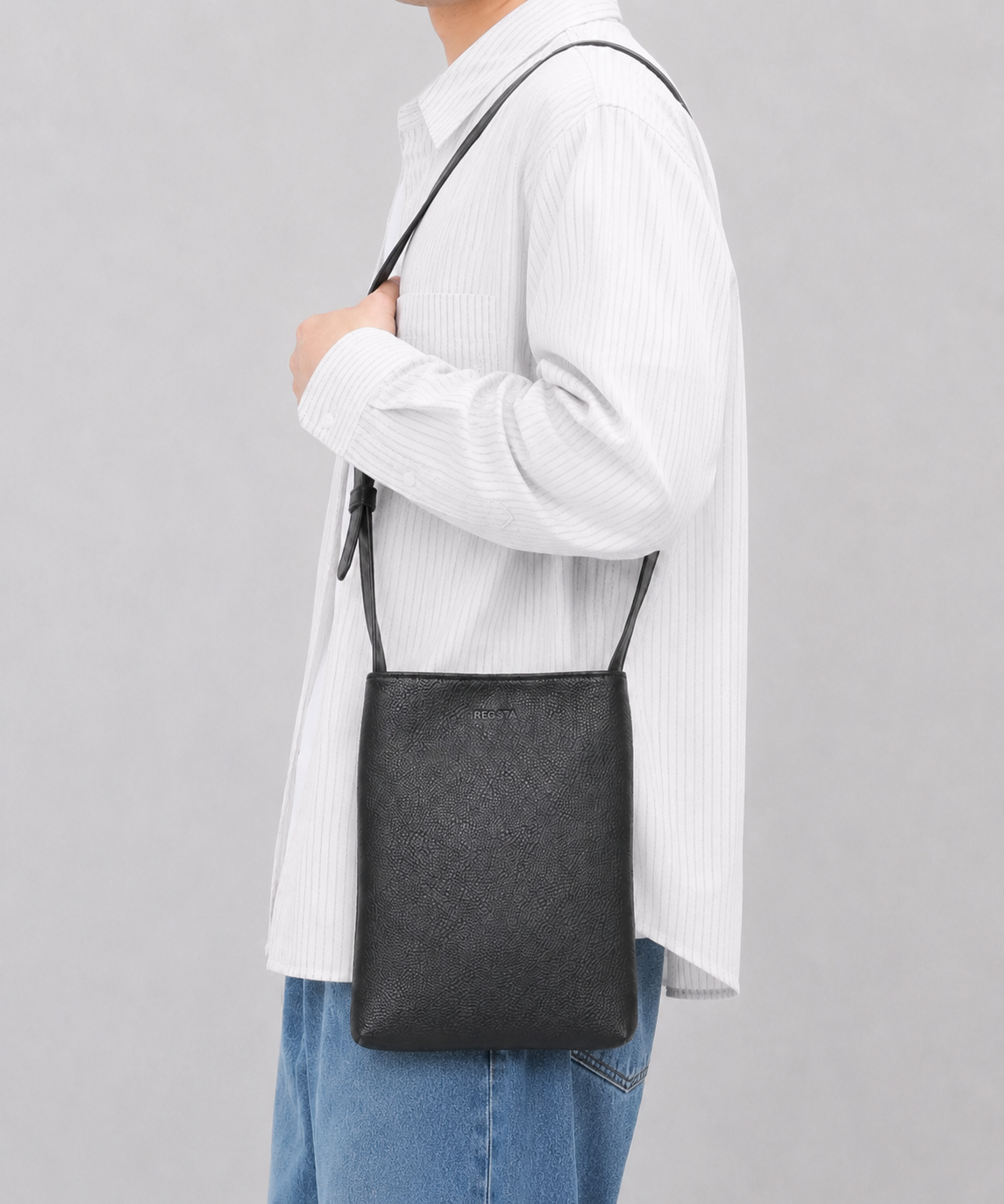 Split Leather Minimal Sacoche Bag