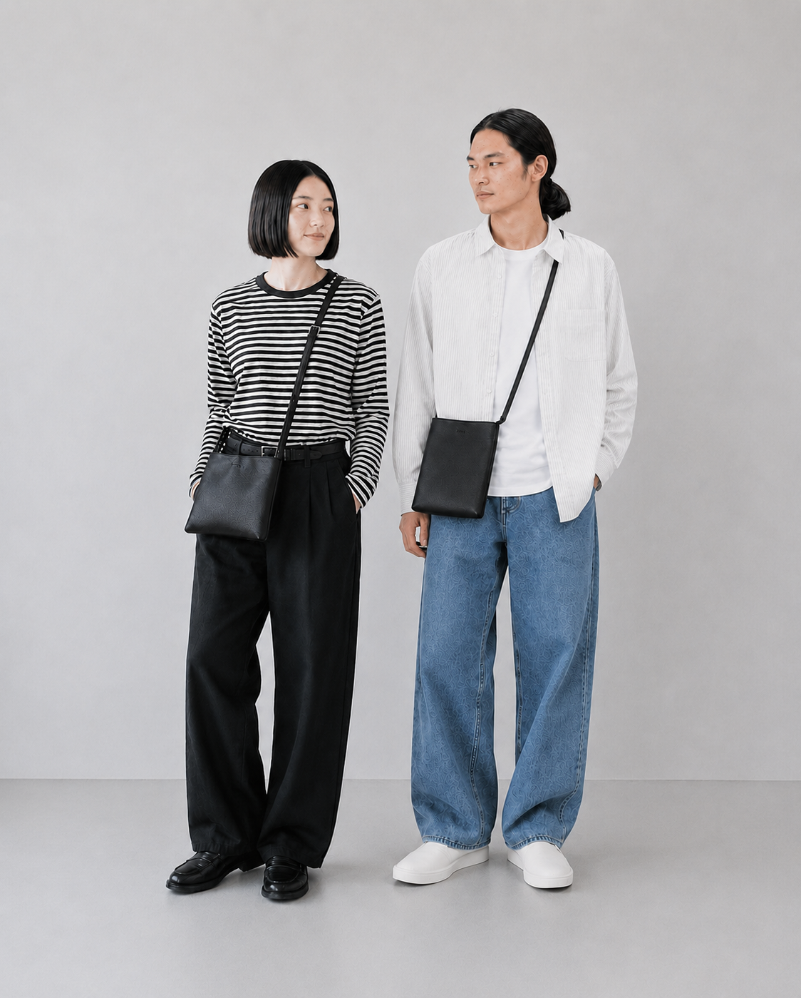 Split Leather Minimal Sacoche Bag