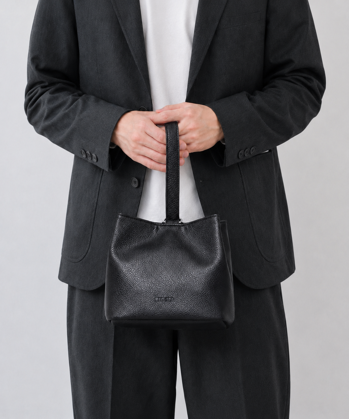 Split Leather One Handle Drawstring Bag