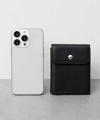 Genuine Leather Compact Snap Wallet