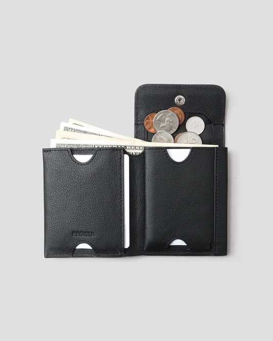Genuine Leather Compact Snap Wallet
