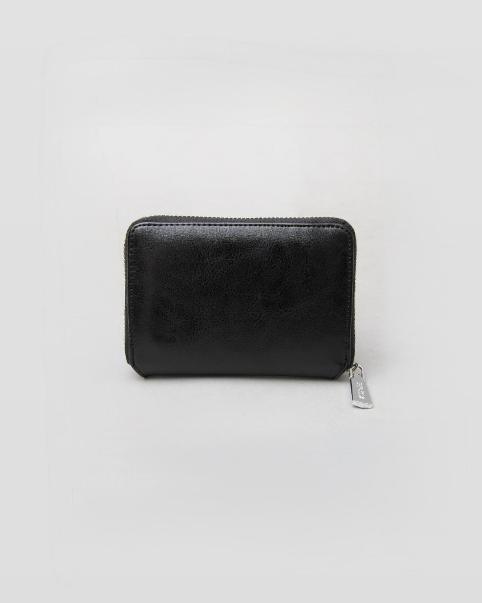 Split Leather Round Zip Billfold Wallet