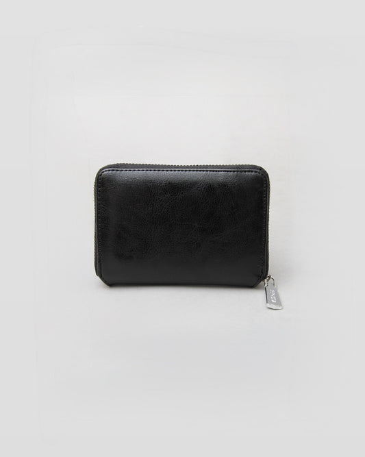Split Leather Round Zip Billfold Wallet