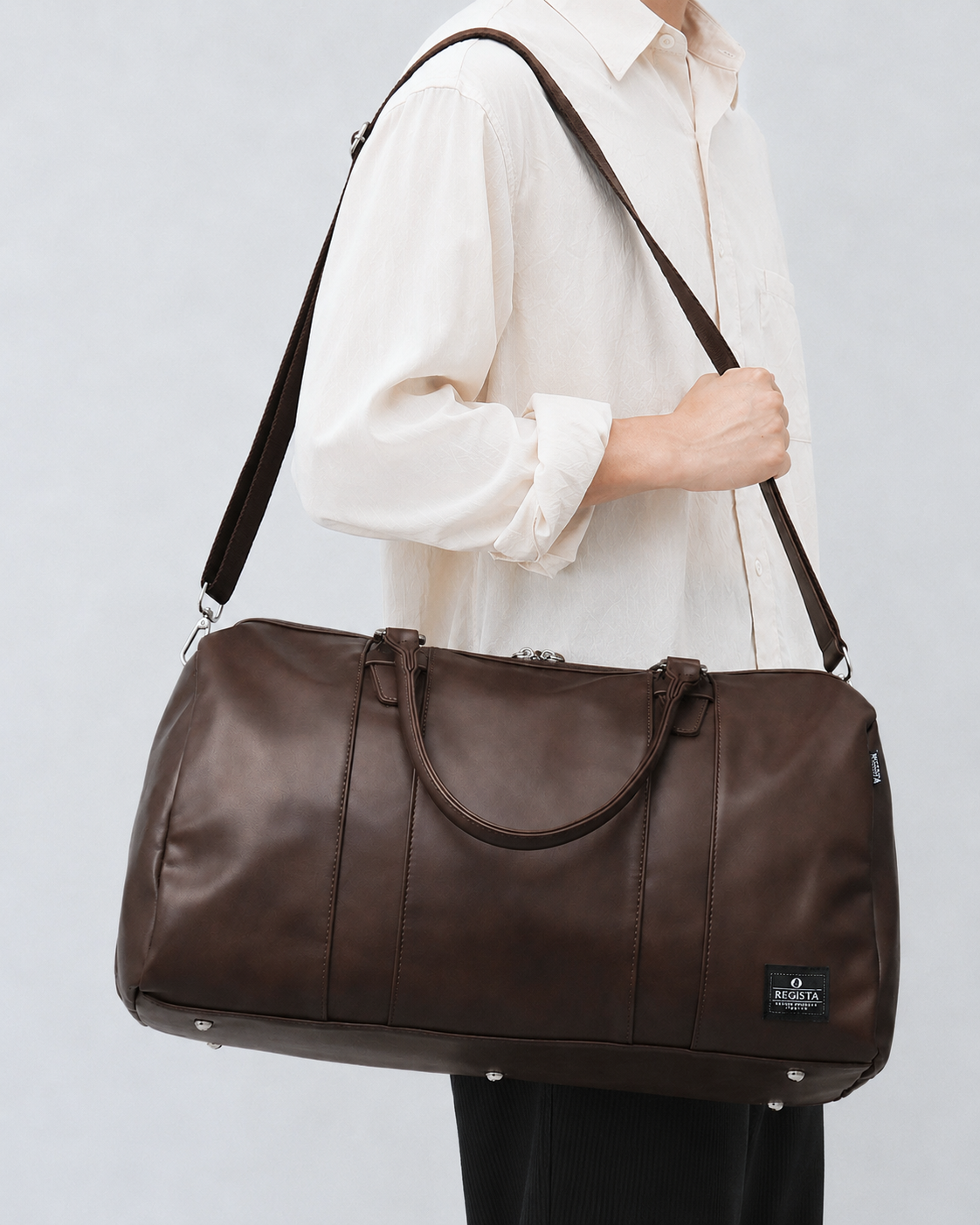 Fake Leather Boston Bag