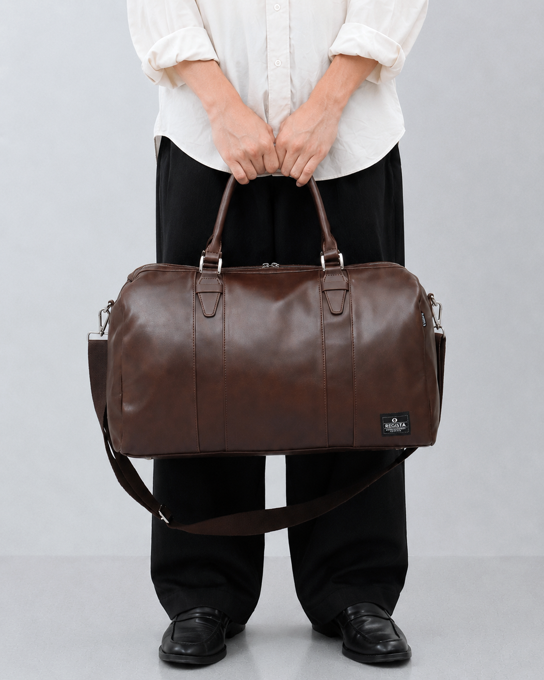 Fake Leather Boston Bag