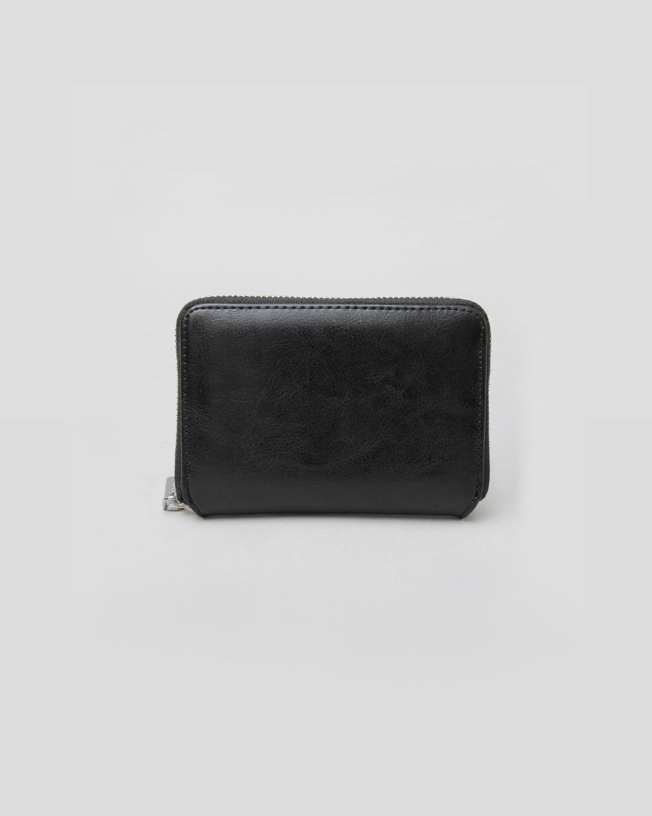 Split Leather Round Zip Billfold Wallet