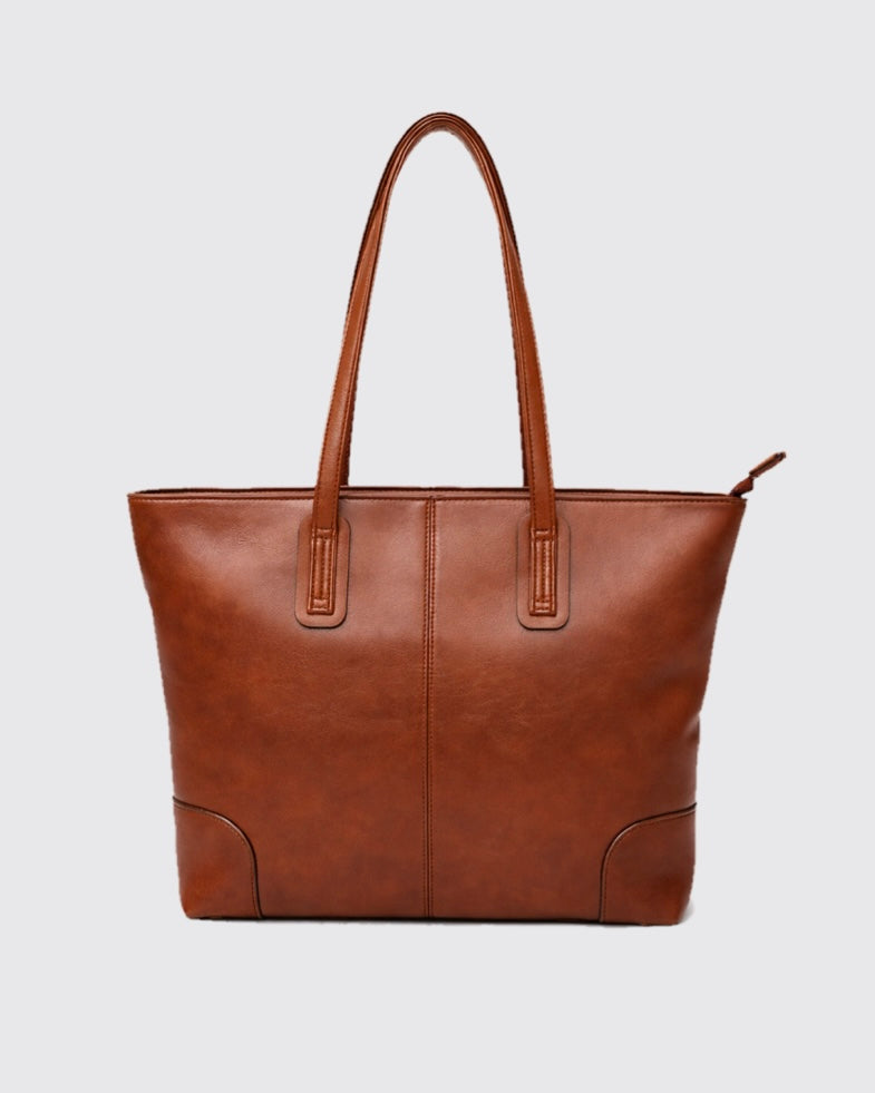 Split Leather Compact Business Tote Bag