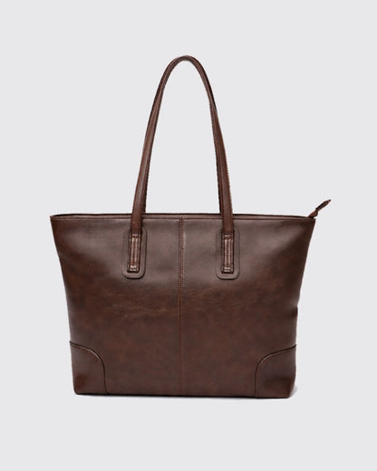 Split Leather Compact Business Tote Bag