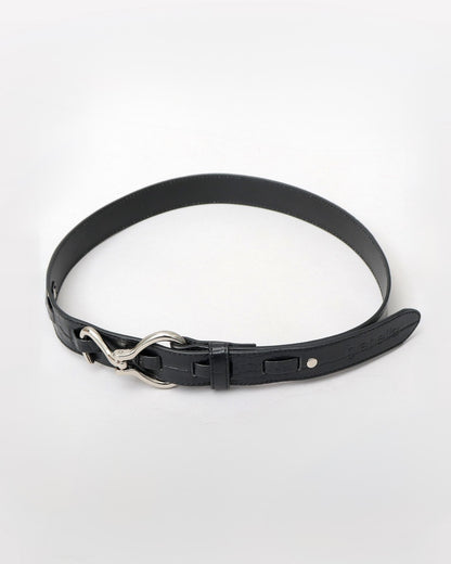 Fake Leather Hook Buckle Belt - Black [Croco]