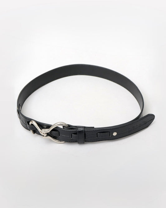 Fake Leather Hook Buckle Belt - Black [Croco]