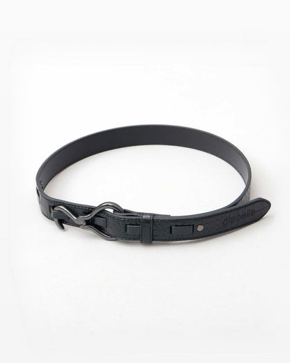 Fake Leather Hook Buckle Belt - Black [Croco]