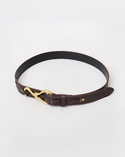 Fake Leather Hook Buckle Belt - Dark Brown [Smooth]