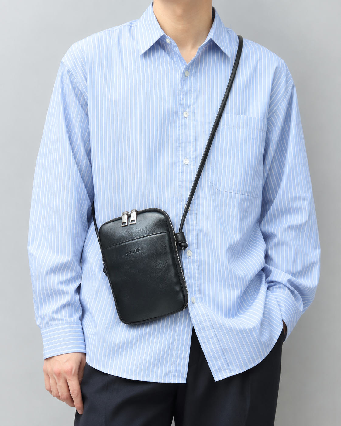 Split Leather Vertical Mini Shoulder Bag