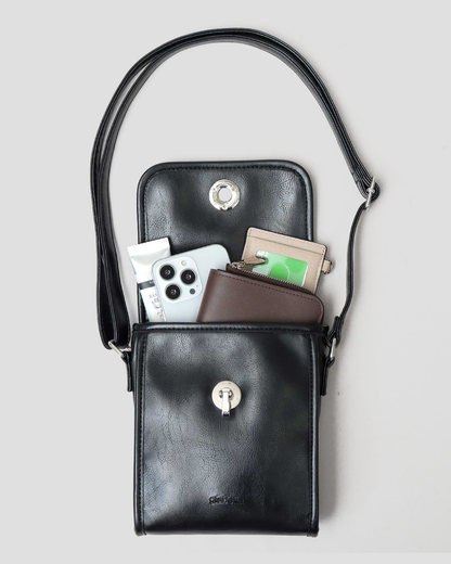 Split Leather Flap Square Mini Shoulder Bag