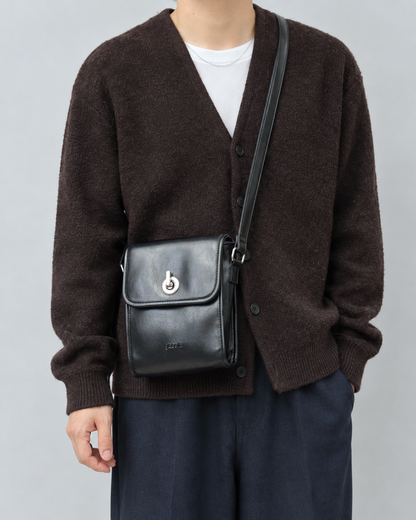 Split Leather Flap Square Mini Shoulder Bag