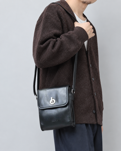 Split Leather Flap Square Mini Shoulder Bag