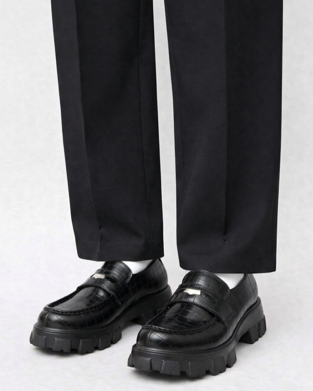Track Sole Coin Loafer - Croco