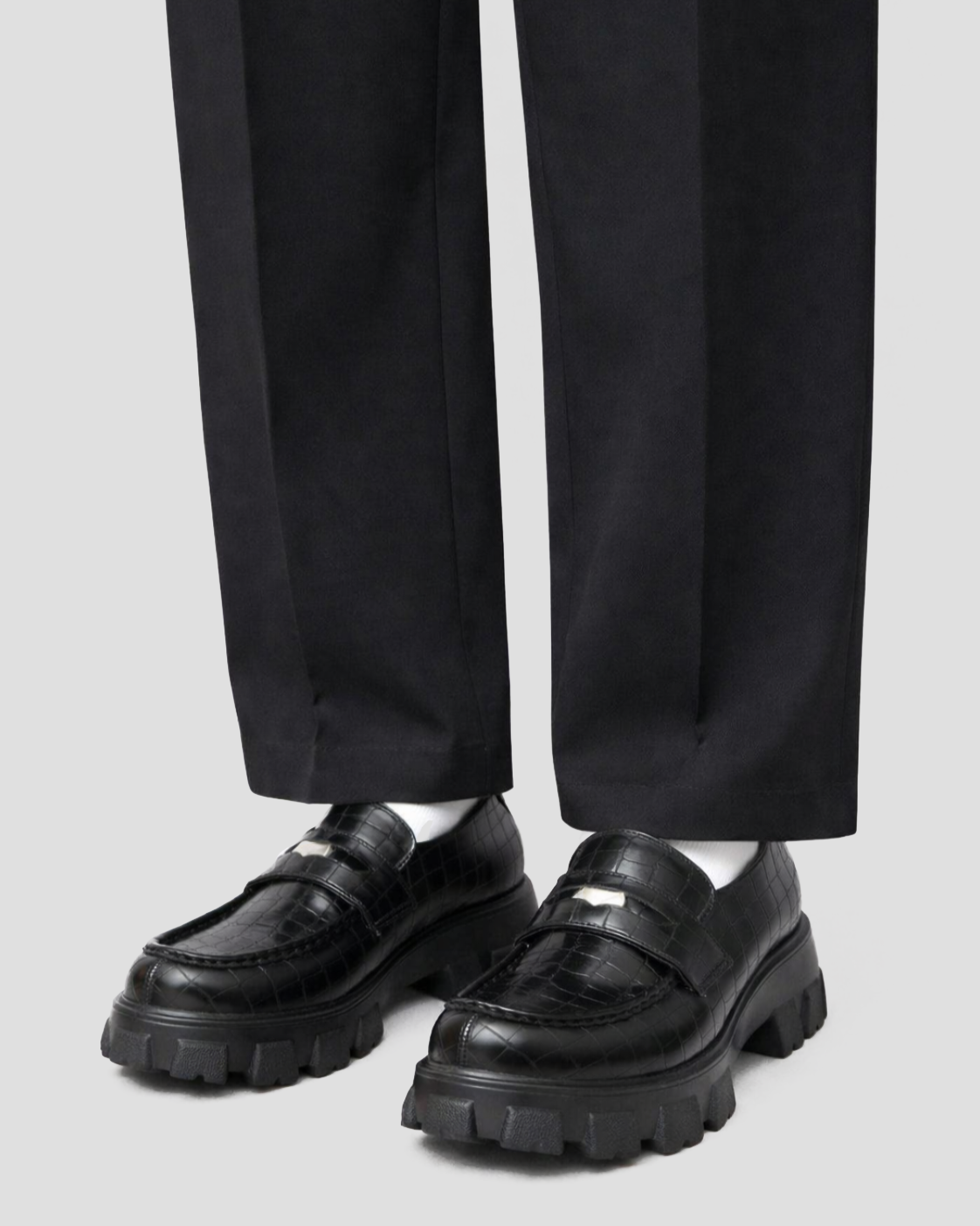 Track Sole Coin Loafer - Croco
