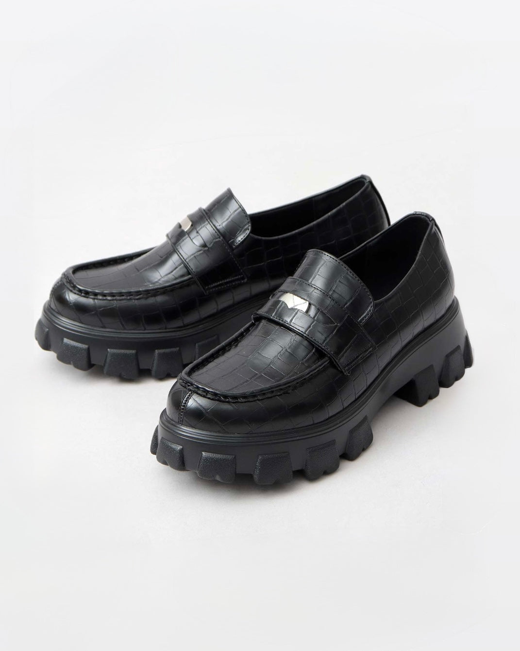 Track Sole Coin Loafer - Croco