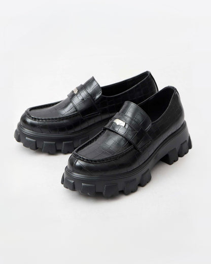 Track Sole Coin Loafer - Croco