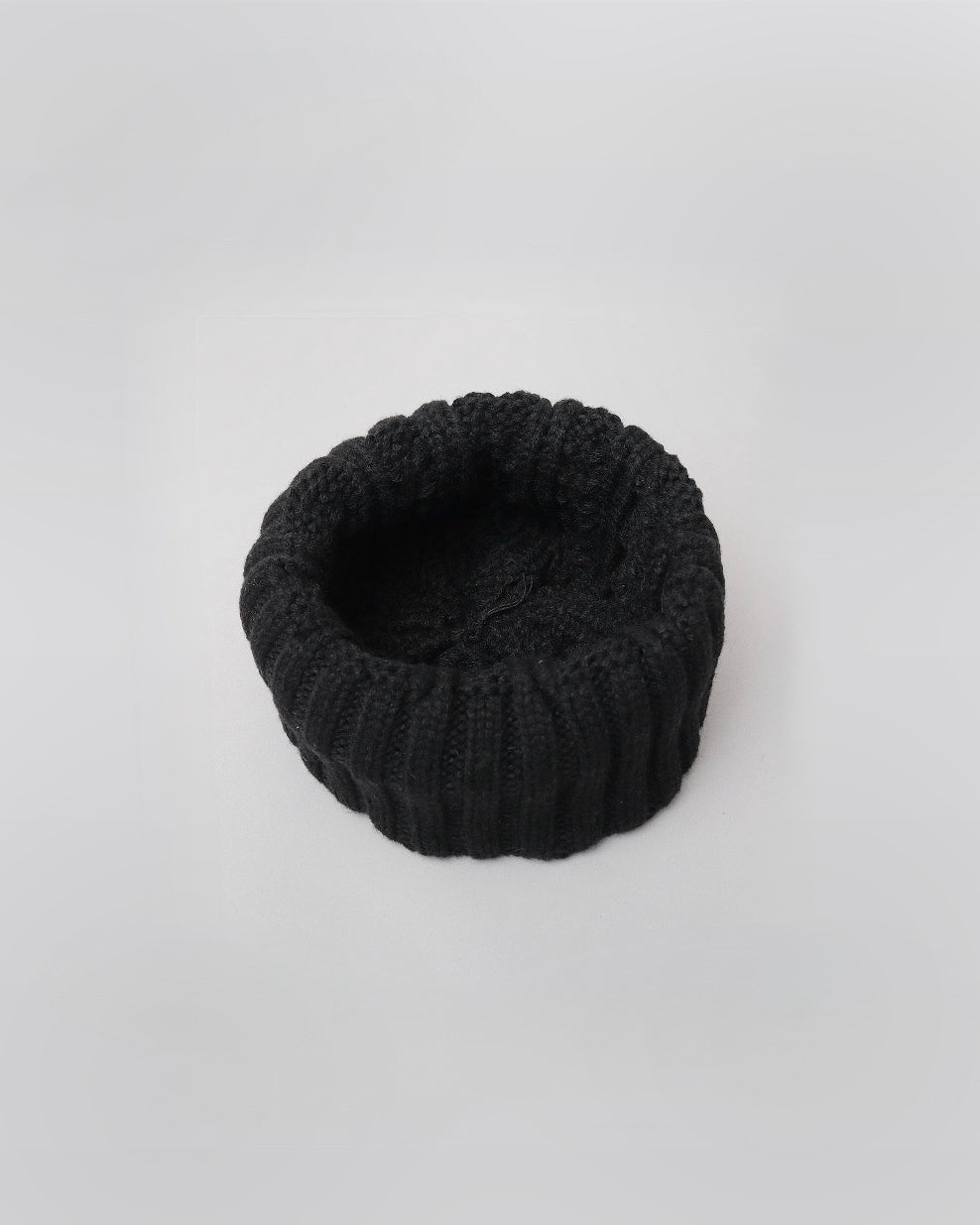 Wool Blend Wide Roll Cable Knit Cap