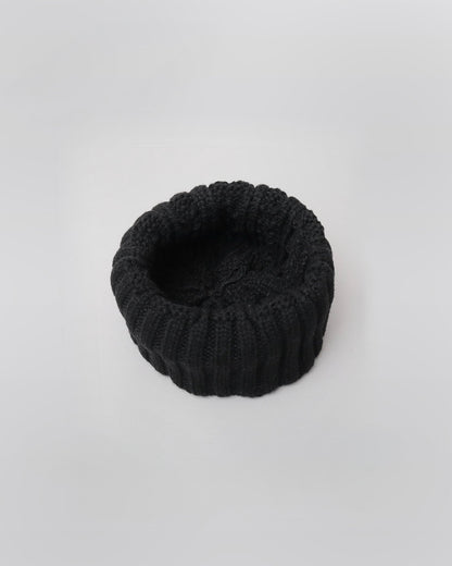 Wool Blend Wide Roll Cable Knit Cap