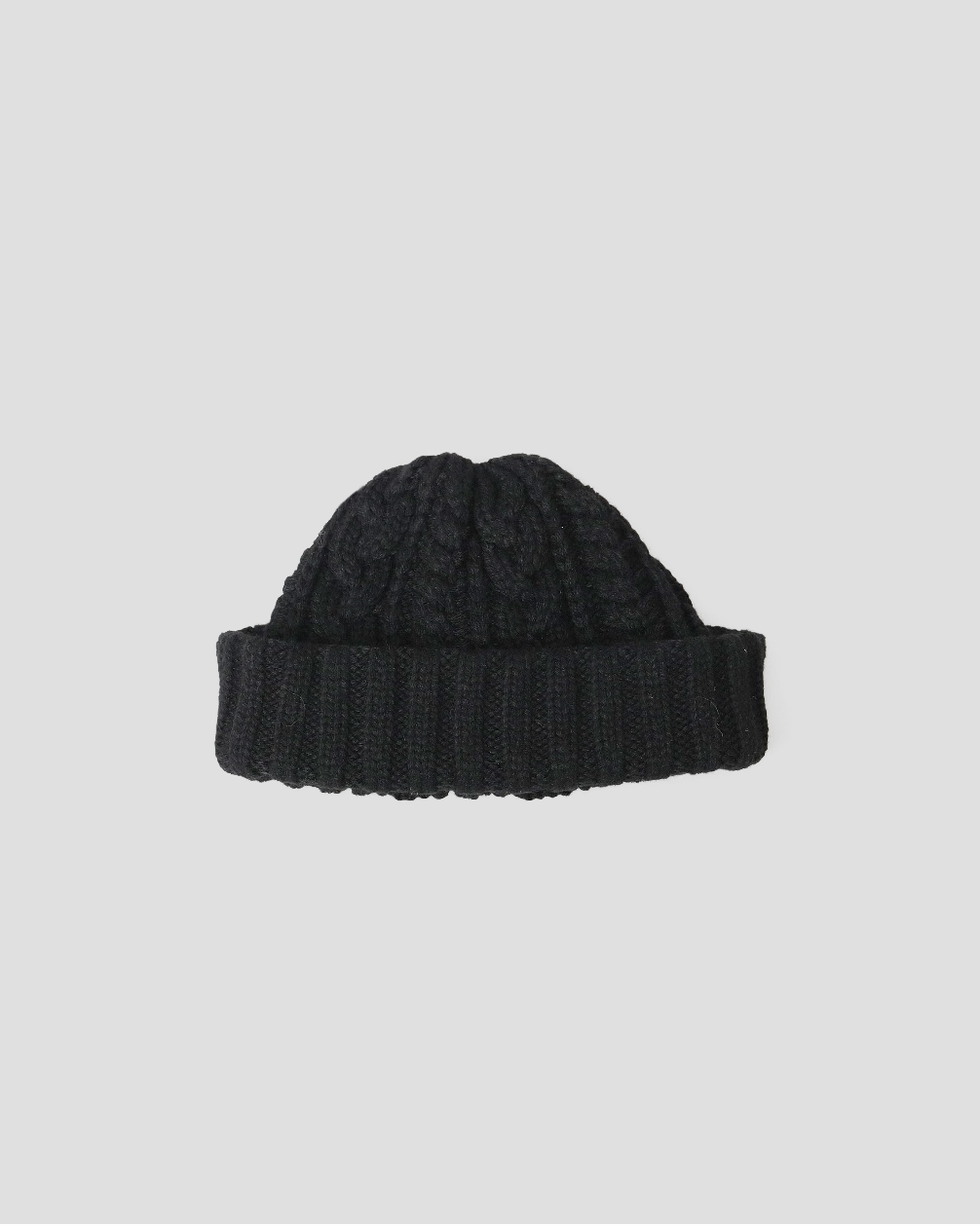 Wool Blend Wide Roll Cable Knit Cap