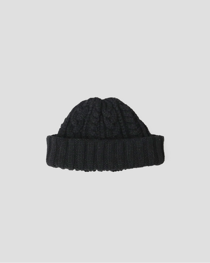 Wool Blend Wide Roll Cable Knit Cap