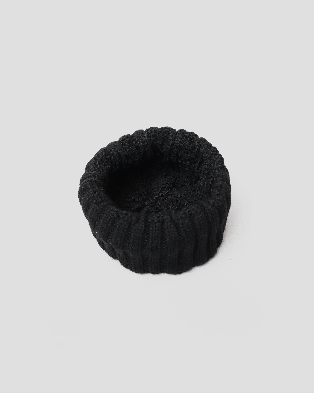 Wool Blend Wide Roll Cable Knit Cap